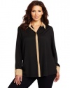 Calvin Klein Women's Plus Size Color Block Shirt