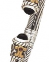 925 Silver & Onyx Cuff Bracelet with 14k Gold & Garnet Accents