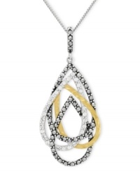 A shapely mix of sparkle and shine. Genevieve & Grace's chic teardrop-shaped pendant features a graduated design in sterling silver and 18k gold over sterling silver with glittering marcasite accents. Approximate length: 18 inches. Approximate drop: 1-7/8 inches. A shapely mix of sparkle and shine. Genevieve & Grace's chic teardrop-shaped pendant features a graduated design in sterling silver and 18k gold over sterling silver with glittering marcasite accents. Approximate length: 18 inches. Approximate drop: 1-7/8 inches.