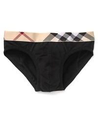 A stylish, supportive brief with contoured pouch and Burberry's vintage check pattern along elastic waist. A stylish, supportive brief with contoured pouch and Burberry's vintage check pattern along elastic waist.