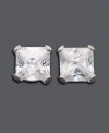 Classy and glamorous -- simple studs add instant elegance. Earrings feature square-cut cubic zirconias (1-1/3 ct. t.w.) in a 14k white gold post setting. Approximate diameter: 1/8 inch.