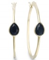 Classic earrings get a sparkly update. Victoria Townsend's stunning hoop earrings feature pear-cut onyx (1-3/4 ct. t.w.) in 18k gold over sterling silver. Approximate diameter: 1-3/4 inches.