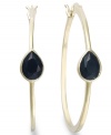 Classic earrings get a sparkly update. Victoria Townsend's stunning hoop earrings feature pear-cut onyx (1-3/4 ct. t.w.) in 18k gold over sterling silver. Approximate diameter: 1-3/4 inches.