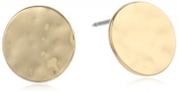 Kenneth Cole New York Shiny Gold Hammered Round Stud Earrings