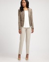 Designed to create a perfectly elegant first impression, this fitted jacket would be a welcomed addition to any wardrobe.Stand collarLong sleevesHook-and-eye closureBust dartsBack waist dartsSlash pocketsFully linedAbout 27 from shoulder to hem62% cotton/18% polyester/12% polyacrylic/4% virgin wool/3% other fibers/1% polyamideDry cleanImported of Italian fabric Model shown is 5'10 (177cm) wearing US size 4. 