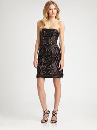 Dramatic ribbon embroidery and beaded accents dress up this patterned, panel-constructed design.StraplessPanel constructionRibbon embroideryBeaded accentsConcealed side zipFully linedAbout 22 from natural waistNylonSpot cleanImportedModel shown is 5'10 (177cm) wearing US size 4. Dramatic ribbon embroidery and beaded accents dress up this patterned, panel-constructed design.StraplessPanel constructionRibbon embroideryBeaded accentsConcealed side zipFully linedAbout 22 from natural waistNylonSpot cleanImportedModel shown is 5'10 (177cm) wearing US size 4.