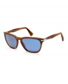 Persol takes inspiration from a jetsetter's paradise--the gorgeous Italian island of Capri. Part of a uniquely handcrafted, luxurious collection, this brown frame's distinctive temple design is inspired by the unique architecture of Capri's Casa Malaparte. Every shape and detail has been translated into this special edition style. Lenses are crystal blue.