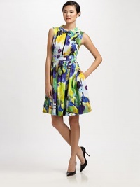 Featuring a whimsical watercolor print, this sheath with a flattering full skirt that moves with its wearer.Collar neckSleevelessZipper placketAllover printBanded waistSide zipperSlash pocketsPleated skirtFully linedAbout 24 from natural waist98% cotton/2% spandexDry cleanImportedModel shown is 5'9 (175cm) wearing US size 4. Featuring a whimsical watercolor print, this sheath with a flattering full skirt that moves with its wearer.Collar neckSleevelessZipper placketAllover printBanded waistSide zipperSlash pocketsPleated skirtFully linedAbout 24 from natural waist98% cotton/2% spandexDry cleanImportedModel shown is 5'9 (175cm) wearing US size 4.