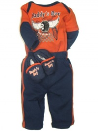 Baby Essentials Baby-boys Newborn 3 Piece Creeper Set, Orange/Navy, 6-9 Months Baby Essentials Baby-boys Newborn 3 Piece Creeper Set, Orange/Navy, 6-9 Months