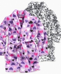 Up her cozy game with this snuggly robe from Calvin Klein, a sweet around-the-home style. Up her cozy game with this snuggly robe from Calvin Klein, a sweet around-the-home style.