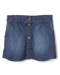 With cool snaps and bold M stitching on the back pockets, this denim Little Marc Jacobs skirt is fall's essential layer over tights and leggings. With cool snaps and bold M stitching on the back pockets, this denim Little Marc Jacobs skirt is fall's essential layer over tights and leggings.