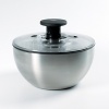 The Stainless Steel Salad Spinner by OXO is a study in elegant form and function: press the soft pump to start the basket spinning, press the brake button and the basket comes to a stop for east unloading. A clear, see-through lid disassembles for easy cleaning and the non-slip base keeps the bowl in place on countertops.