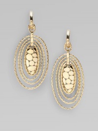 From the Kali Zen Collection. Concentric hoops in a signature chain design surround a dotted oval drop.18K gold Length, about 2¼ Width, about 1 Post backs Made in Bali