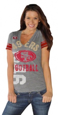 San Francisco 49ers Grey Big Play Womens Vintage Jersey Style V-Neck Tri-Blend T-shirt San Francisco 49ers Grey Big Play Womens Vintage Jersey Style V-Neck Tri-Blend T-shirt
