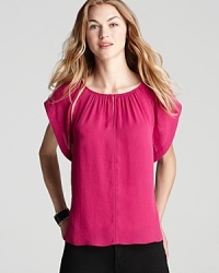 Short flutter sleeves and chic ruching lend feminine appeal to this flowing Rebecca Taylor top, boasting a delicious hue and flowing silhouette for perennial polish when paired with staple office pieces. Short flutter sleeves and chic ruching lend feminine appeal to this flowing Rebecca Taylor top, boasting a delicious hue and flowing silhouette for perennial polish when paired with staple office pieces.