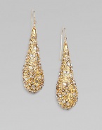 From the Miss Havisham Collection. Dazzling Swarovski crystals encrusted on goldtone teardrops. Swarovski crystalsGoldtoneDrop, about 214k gold filled French wireMade in USA