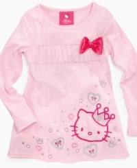 Fun, floaty ruffles make this tunic from Hello Kitty a style she'll want to dance around in. Fun, floaty ruffles make this tunic from Hello Kitty a style she'll want to dance around in.
