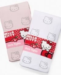 Help her give any outfit a leg up with these adorable Hello Kitty patterned tights. Help her give any outfit a leg up with these adorable Hello Kitty patterned tights.
