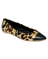 Animal print, shiny bands at the toe and a contrasting cap toe. You've just gotta love the combination of textures on Jessica Simpson's Adalia flats. Animal print, shiny bands at the toe and a contrasting cap toe. You've just gotta love the combination of textures on Jessica Simpson's Adalia flats.