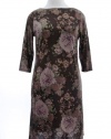 Lauren By Ralph Lauren Brown Floral Silk Blend Cordova Sheath Dress 2X