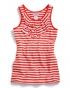 GUESS Kids Girls RUFFLE FRONT STRIPED TANK, ORANGE (10/12)