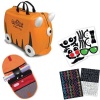 Melissa and Doug Carry-On Kids Luggage Orange/Saddle Bag/Sticker Set