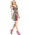 Bright stripes and stylish draping on this Desigual dress accent a femme silhouette for a flirty summer look!