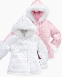 Quilted cute. She'll fall in love falling into this cozy puffer coat from KC Collection. Quilted cute. She'll fall in love falling into this cozy puffer coat from KC Collection.