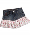 GUESS Kids Girls Little Girl Denim Skort, MEDIUM STONE (3T)