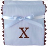 Princess Linens Bon Bon Burp Pad Baby Blue with Brown Trim-X