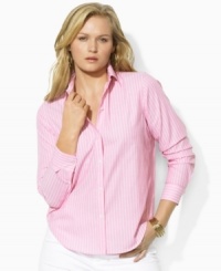 Plus size fashion that is chic and ultra-feminine. The Aaron shirt from Lauren by Ralph Lauren's collection of plus size clothes is smartly tailored in crisp, wrinkle-resistant cotton poplin for easy wear. Plus size fashion that is chic and ultra-feminine. The Aaron shirt from Lauren by Ralph Lauren's collection of plus size clothes is smartly tailored in crisp, wrinkle-resistant cotton poplin for easy wear.