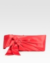 A truly feminine style with a large satin bow front.Top zip closureSatin lining9W X 4½H X 1½DMade in Italy