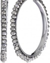 Nine West Metallic Affair Hematite and Silver-Tone Beaded Click-It Hoop Earrings