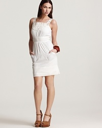 This demure white Plenty by Tracy Reese dress expresses your ladylike side, designed with open crochet at the yoke and straps and featuring a charming swiss dot pattern. Picture-perfect for summer, it's the ideal option for days when dressing-up is a must. This demure white Plenty by Tracy Reese dress expresses your ladylike side, designed with open crochet at the yoke and straps and featuring a charming swiss dot pattern. Picture-perfect for summer, it's the ideal option for days when dressing-up is a must.