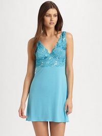 Lacy and lightweight, this Empire waist design has a lovely floral pattern at the straps and bodice. Pullover style Sleeveless About 36 from shoulder to hem Modal/polyester; machine wash Imported Lacy and lightweight, this Empire waist design has a lovely floral pattern at the straps and bodice. Pullover style Sleeveless About 36 from shoulder to hem Modal/polyester; machine wash Imported