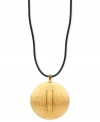 Go for the golden tone with this pendant necklace from Robert Lee Morris. Crafted from gold-tone mixed metal, the pendant centers a leather cord for an award-winning look. Approximate length: 35 inches. Approximate drop: 2-3/4 inches.