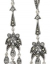 Judith Jack Holiday Glamour Sterling Silver, Marcasite and Cubic Zirconia Linear Drop Earrings