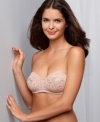 A strapless bra with great support and beautiful lace. The convertible Silver Halo bra by Wacoal. Style #65449