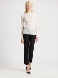 Ultra-lightweight cashmere, finely ribbed for the perfect layering piece.Jewel necklineLong sleevesAllover rib-knitCashmereDry cleanImported of Italian fabricModel shown is 5'10 (177cm) wearing US size Small. Ultra-lightweight cashmere, finely ribbed for the perfect layering piece.Jewel necklineLong sleevesAllover rib-knitCashmereDry cleanImported of Italian fabricModel shown is 5'10 (177cm) wearing US size Small.