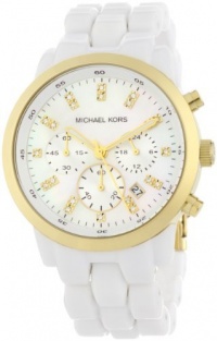 Women's White Plastic Gold Tone Quartz Chronograph Mother Of Pearl Crystal MK5218 Women's White Plastic Gold Tone Quartz Chronograph Mother Of Pearl Crystal MK5218