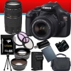 Canon EOS Rebel T3 12.2 MP CMOS Digital SLR with 18-55mm IS II Lens (Black) + Canon EF 75-300mm f/4-5.6 III Telephoto Zoom Lens + 58mm 2x Telephoto lens + 58mm Wide Angle Lens (4 Lens Kit!!!) W/32GB SDHC Memory + Extra LPE10 Battery/Charger + 3 Piece Filt