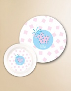 Mealtime will never be the same once the little gal or guy in your life has a personalized plate and bowl. Crafted from break-resistant melamine that's sure to withstand their every move. Includes 10 plate and 20-ounce bowl Dishwasher safe Made in USA FOR PERSONALIZATION Select a quantity, then scroll down and click on PERSONALIZE & ADD TO BAG to choose and preview your personalization options. Please allow 2 weeks for delivery.