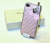 Designer inspired Set - 3.5mm pink Anti dust Ear Cap Dock Plug , Light Pink Leather iPhone 4 4S case - iStore-light pink Designer inspired Set - 3.5mm pink Anti dust Ear Cap Dock Plug , Light Pink Leather iPhone 4 4S case - iStore-light pink