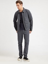 Not your everyday jean jacket, this ultra-cool topper is given a stylish update in a smoky hue with sumptuous leather detail.Full-zip frontFront flap pocketsButtoned cuffsAbout 28 from shoulder to hemCottonDry cleanImported Not your everyday jean jacket, this ultra-cool topper is given a stylish update in a smoky hue with sumptuous leather detail.Full-zip frontFront flap pocketsButtoned cuffsAbout 28 from shoulder to hemCottonDry cleanImported