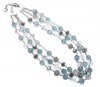 MONET Blue/Silver 3-row Glass Bead 16.5-inch Necklace