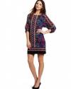 Laundry by Shelli Segal Women's Border Print Jersey Dress, Blue Jewel, 10