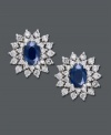 Shake off the blues in Royalty Inspired by Effy Collection's stunning oval-cut sapphire (1-9/10 ct. t.w.) and round-cut diamond (1-1/4 ct. t.w.) stud earrings. Crafted in 14k white gold. Approximate length: 11/16 inch. Approximate width: 1/2 inch.