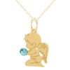 14K Yellow Gold Aqua Cubic Zirconia Boy Angel Pendant Necklace, 13