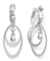 A terrific trio from Charter Club. These drop earrings flaunt two oval hoops with a single bead hanging at the center. Crafted in silver tone mixed metal. Approximate drop: 1-3/4 inches.