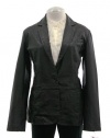 Aqua Black Leather Long Sleeve Blazer Jacket Large